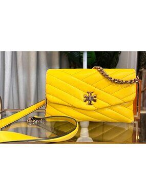 *** Authentic Tory Burch Yellow Quilted Leather Kira Crossbody